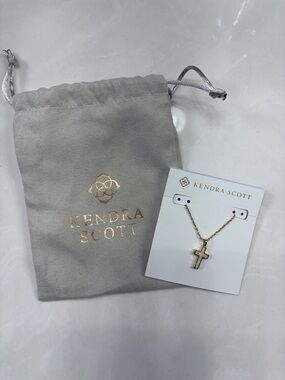 Kendra Scott Gold Cross Necklace with Opal Inlay